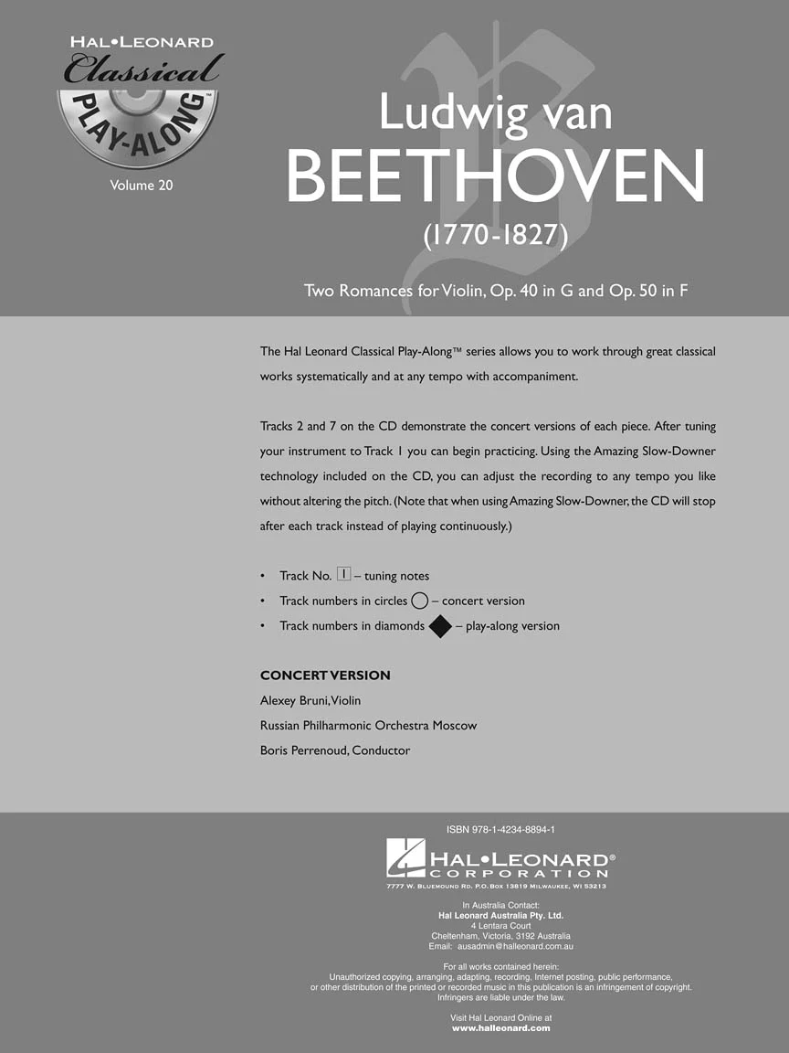 Beethoven 2 Romances for Violin Opus 40 in G and Opus 50 in F (Classical Play-Along) - Image 3
