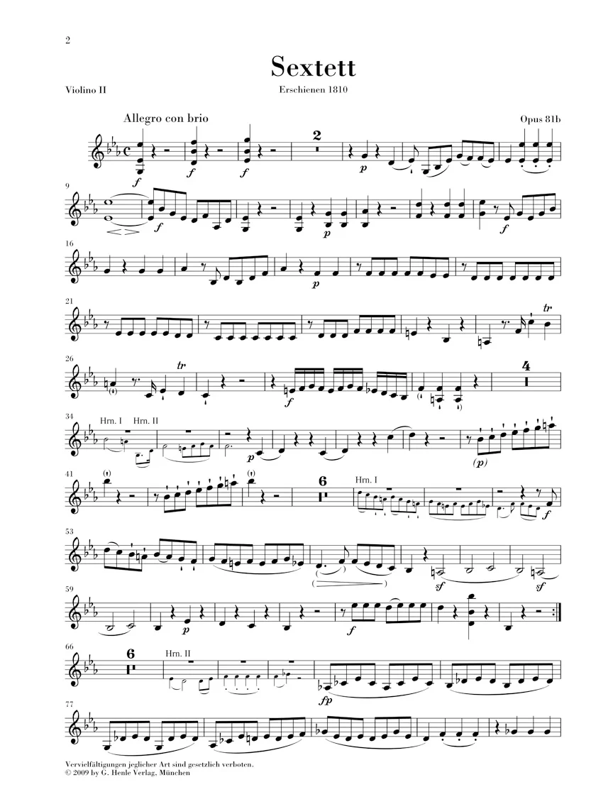 Beethoven Sextet in E flat major Opus 81b - Image 3