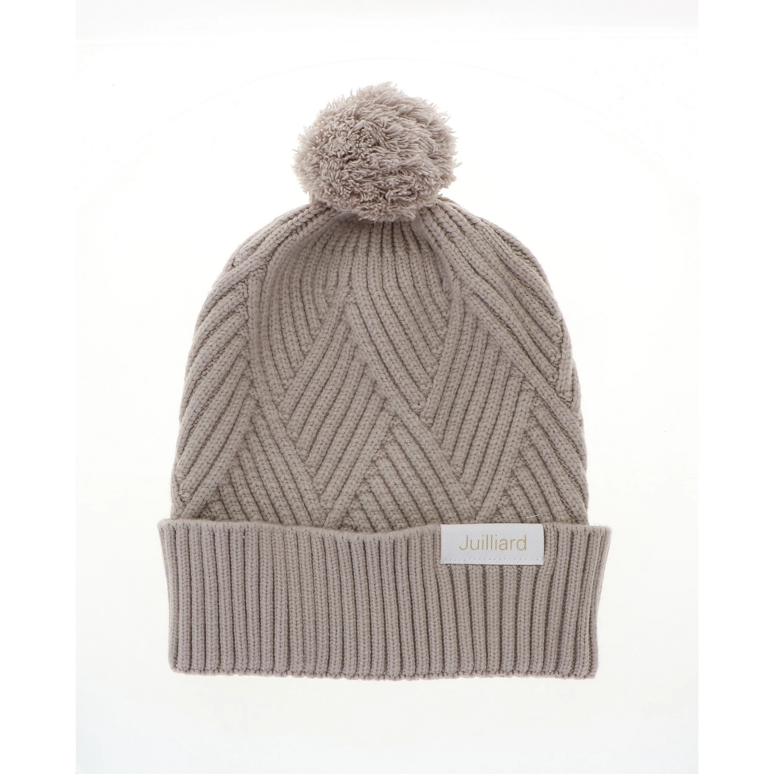 Clearance: Beanie: Juilliard diamond textured winter cap with puff - Image 3