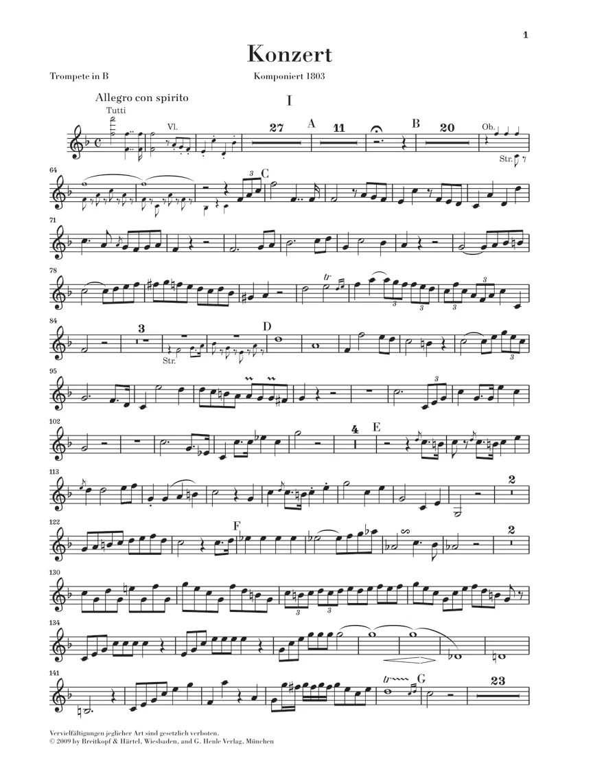 Hummel Concerto in E Major for Trumpet and Orchestra - Image 3