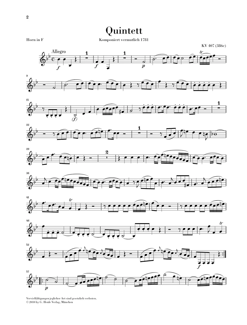 Mozart Horn Quintet in E flat major K407 (386c) - Image 7