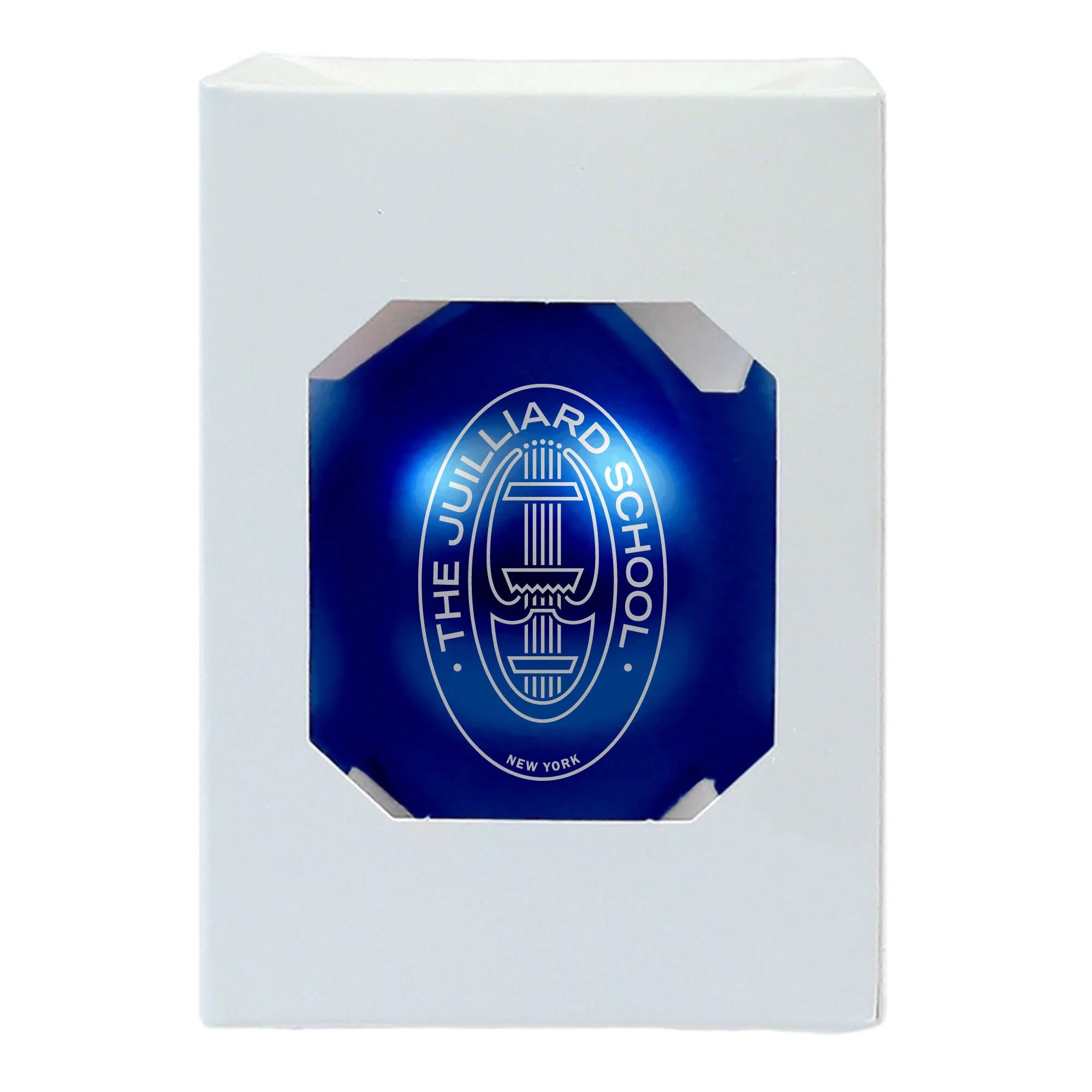 Clearance: Ornament: Shatterproof Ball Blue with Juilliard Seal - Image 3
