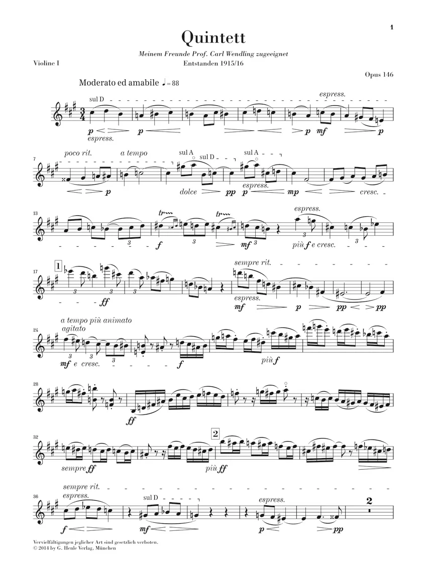 Reger Clarinet Quintet in A major Opus 146 - Image 3