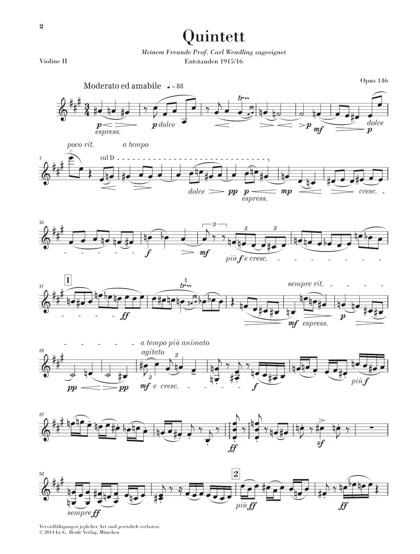 Reger Clarinet Quintet in A major Opus 146 - Image 4