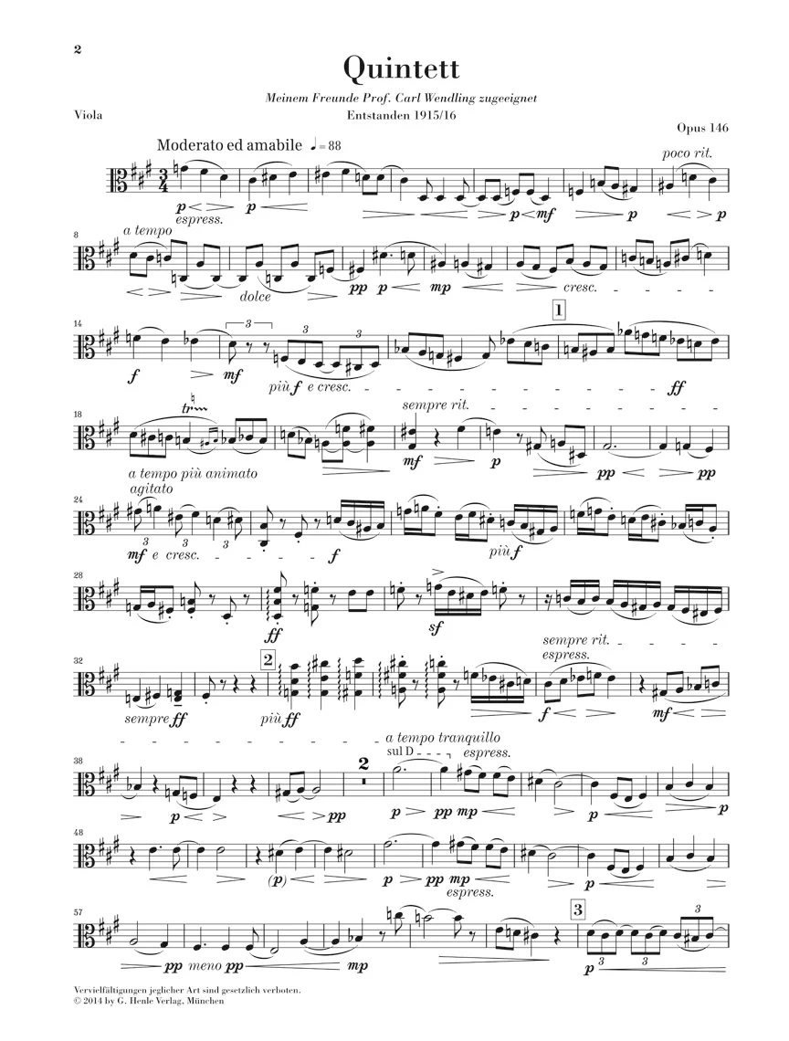 Reger Clarinet Quintet in A major Opus 146 - Image 5