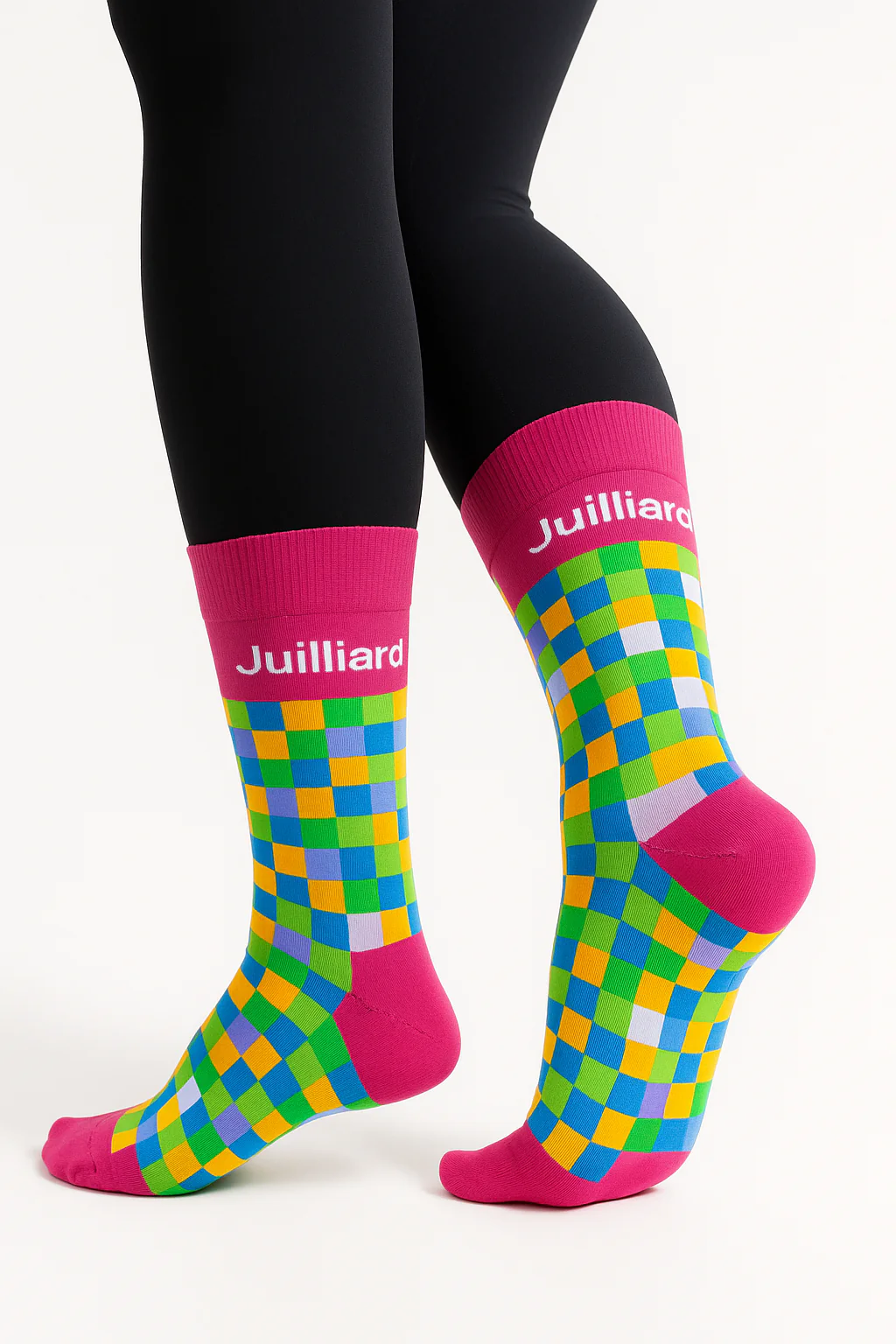Socks: Juilliard Dress Crew with Gingham Pattern - Image 4