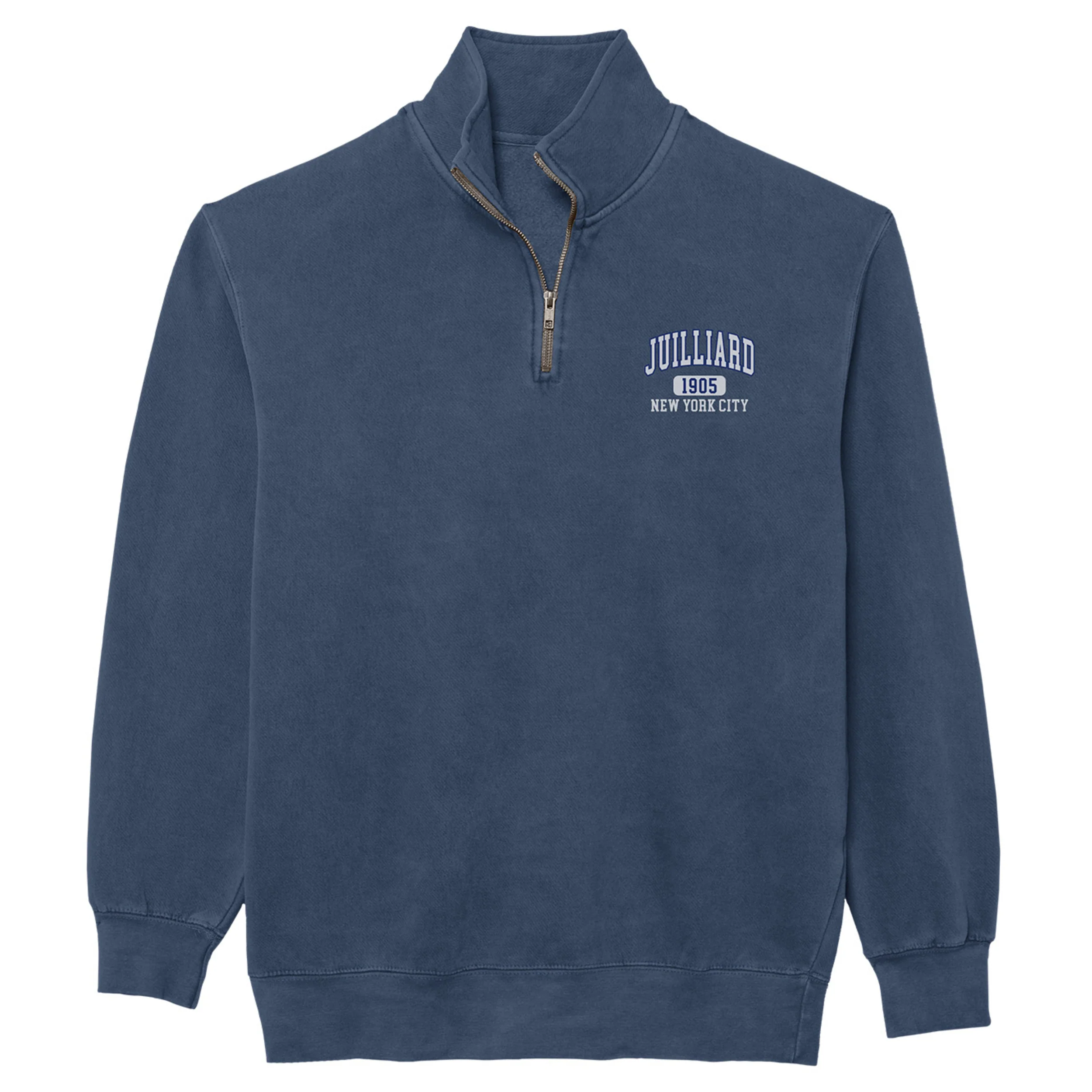 Sweatshirt: Pigment Dyed Quarter Zip / 1905 Juilliard logo - Image 3